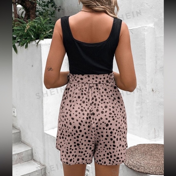 SHEIN LUNE Dalmatian Print Belted Tank Romper size S - Picture 2 of 4